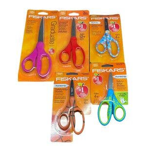 LOT 5 Fiskars‎ Student 8"- 7"- 5" Scissors with Comfort Grip
